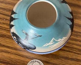 Cedar Mesa Pottery Pot Native American 3in H x 3.25in Diameter