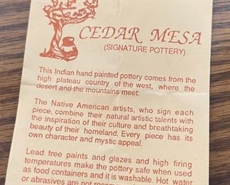 Cedar Mesa Pottery Pot Native American 3in H x 3.25in Diameter