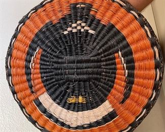Third Mesa Hopi Tray Basket Bird Pictorial Flat #2 Native American 12.5in Diameter