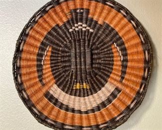 Third Mesa Hopi Tray Basket Bird Pictorial Flat #2 Native American 12.5in Diameter