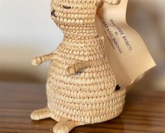 Papago Coil Basket Weave Dog Tohono O'odham 6x4x6in