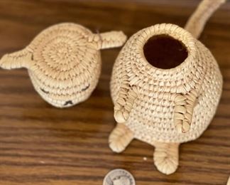 Papago Coil Basket Weave Dog Tohono O'odham 6x4x6in