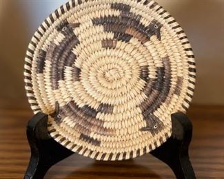 Papago Mini Coil Basket Pictorial Birds Tohono O'odham 4.5 in diameter