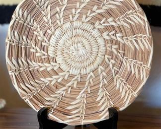 Papago Shallow Coil Basket Tohono O'odham 9in Diameter