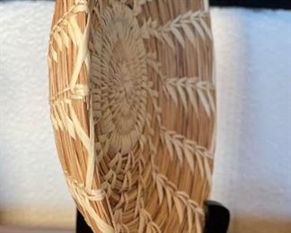 Papago Shallow Coil Basket Tohono O'odham 9in Diameter