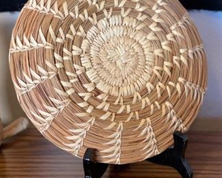 Papago Shallow Coil Basket Tohono O'odham 9in Diameter