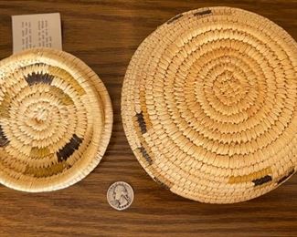 Papago Lidded Coil Basket Tohono O'odham 4in H x 6.25in Diameter