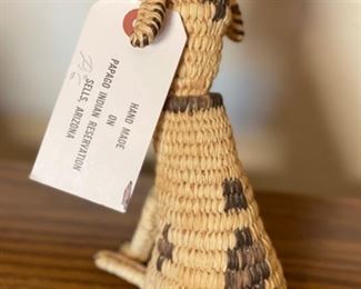 Papago Coil Basket Spotted Dog Tohono O'odham #2 7x3x5in HxWxD
