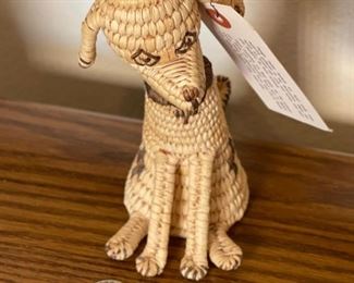 Papago Coil Basket Spotted Dog Tohono O'odham #2 7x3x5in HxWxD
