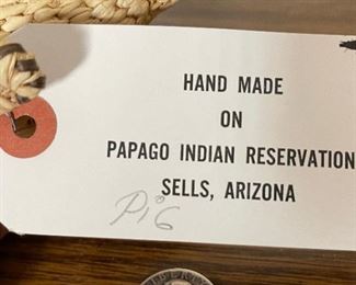 Papago Coil Basket Spotted Dog Tohono O'odham #2 7x3x5in HxWxD