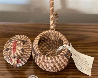 Koasati Julis Williams Native American Chicken Basket 4x3x7in HxWxD