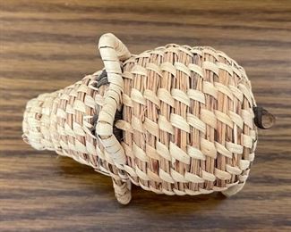 Papago Coil Basket Pig Tohono O'odham Native American 3x3x4.5in HxWxD
