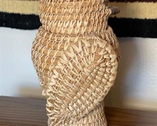 Susie Ramon Papago Coil Basket Owl Tohono O'odham Native American 11x7x5in