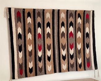 Navajo Banded Chevron Blanket Native American 43x63.5in