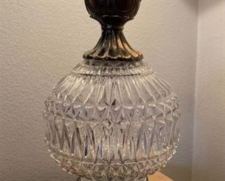 Vintage Crystal Glass Lamp 36in H x 13in Diameter