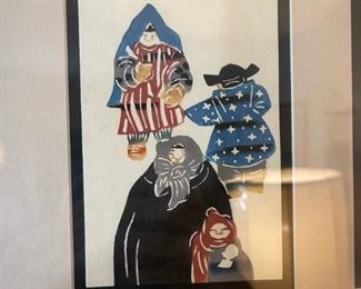 Japanese Block Print Cards Framed & Matted 26x33in