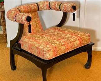Asian Upholstered Chair Norman Fox Macgregor For Sam Belz James Mont Style Chinoiserie 27x28x25in HxWxD