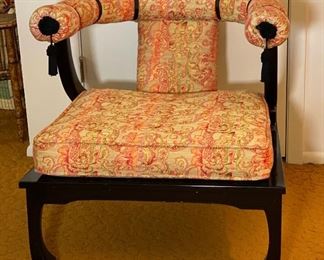Asian Upholstered Chair Norman Fox Macgregor For Sam Belz James Mont Style Chinoiserie 27x28x25in HxWxD