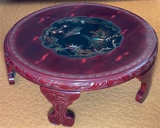 Japanese Hand Painted MOP Inlay Coffee Table 13in H x 37.5in Diameter of