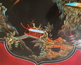 Japanese Hand Painted MOP Inlay Coffee Table 13in H x 37.5in Diameter of