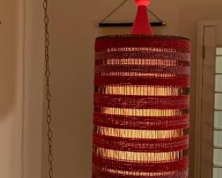 Asian Swag Lamp Hanging Light 30in H the x11.5in Diameter