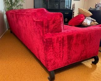 Vintage Choy Lee Sofa 71069 Lipstick Red Harris of California Chinoiserie 29x68x36in HxWxD