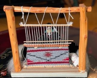 Navajo Weaver Doll Rug Maker 12x13x8in HxWxD