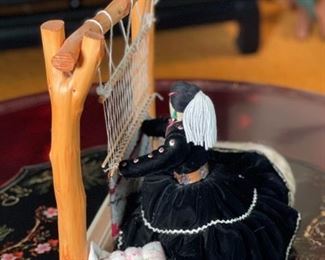 Navajo Weaver Doll Rug Maker 12x13x8in HxWxD