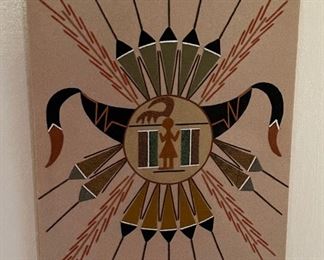 Corina Boyd Navajo Sand Painting Chiricahua Sun Native American 12x10