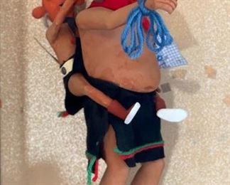 Mudhead Kachina with Kid Doll In Display Case Doll: 17in H <BR>case: 21x13x10in