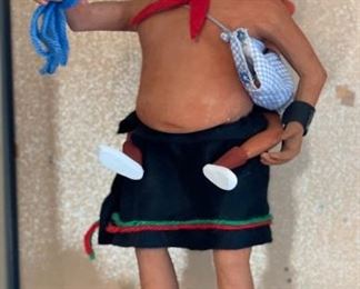 Mudhead Kachina with Kid Doll In Display Case Doll: 17in H <BR>case: 21x13x10in