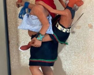 Mudhead Kachina with Kid Doll In Display Case Doll: 17in H <BR>case: 21x13x10in