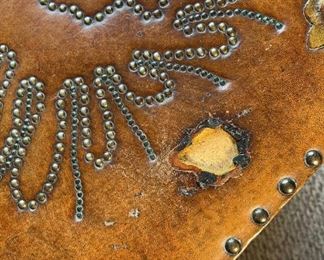 Double Headed Eagle Leather Nailhead Chest Trunk 19x40x17in HxWxD