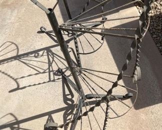 2pc Vintage Wrought Iron Stepped Plant Stands PAIR 38x18x16in HxWxD