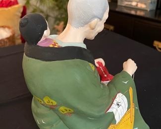 Vintage Japanese Hakata Mimasu Sewing Lady w/ Child