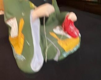 Vintage Japanese Hakata Mimasu Sewing Lady w/ Child