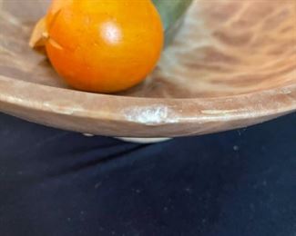 Hand carved stone fruit bowl w/ Wood fruit