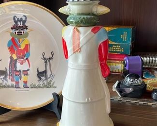 “VINTAGE” Ezra Brooks The Antelope 1974 Whiskey Decanter and Plate