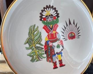 Vintage Ezra Brooks Hopi Kachina Whisky Decanter & Plate Set 1971 The Buffalo Hunt 13.5in Tall