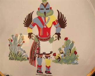 Vintage Ezra Brooks Hummingbird Kachina Liquor Bottle #185 Decanter 1973 RH-40 & Plate set