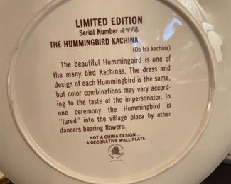 Vintage Ezra Brooks Hummingbird Kachina Liquor Bottle #185 Decanter 1973 RH-40 & Plate set