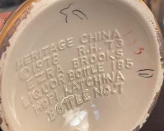 Vintage 1978 Ezra Brooks Hopi Kachina Mud Man Whiskey Decanter Bottle No 7