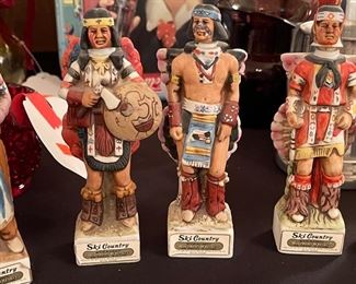 6 SKI COUNTRY NORTH AMERICAN INDIAN TRIBES MINI PORCELAIN DECANTER BOTTLES 1977