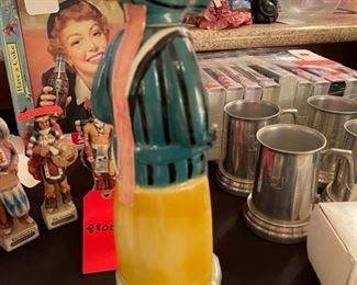 Vintage Ezra Brooks Hopi Kachina Rattlesnake Watermelon 1980 Whiskey Decanter