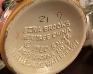 Vintage Ezra Brooks Hopi Kachina Rattlesnake Watermelon 1980 Whiskey Decanter