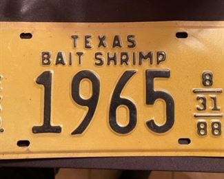 TEXAS BAIT SHRIMP LICENSE PLATE FISHING 1988