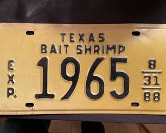 TEXAS BAIT SHRIMP LICENSE PLATE FISHING 1988