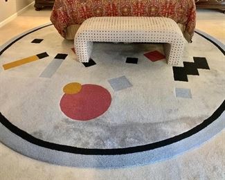 $995 - Custom Tapis Royale geometric circle rug (Milo Hoots Associates Inc). 100% wool, 12'D
