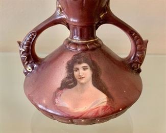 $40 - Vintage Austrian  porcelain hand painted vase;  5"H x 5"D