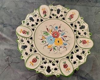 $50 - R.C.& CAL hand painted reticulated decorative oyster plate.  1.25"H x 11"D